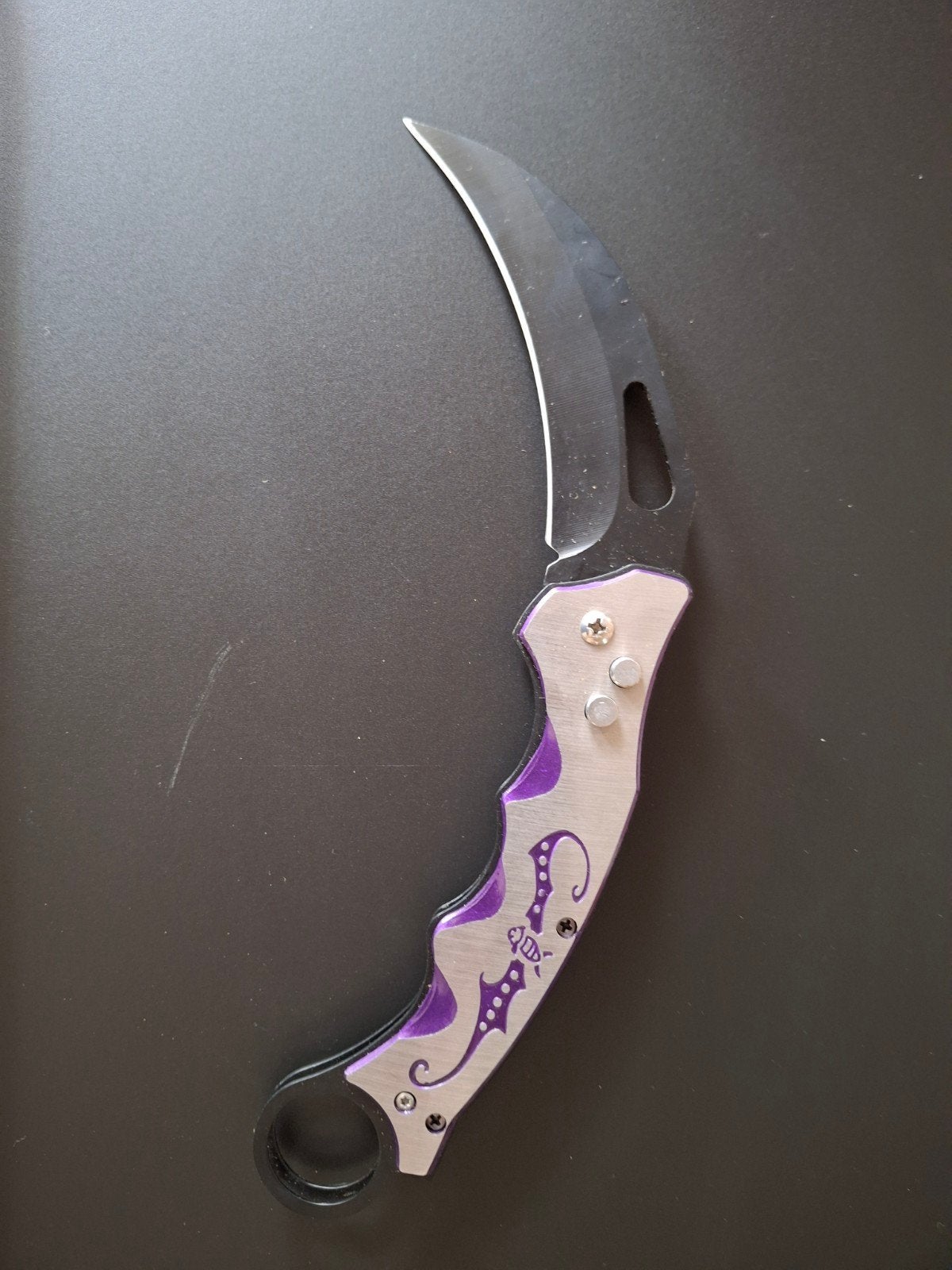 Uniek opvouwbaar karambit mes - Zwart/Paars, Ophalen of Verzenden, Zo goed als nieuw, Snijgereedschap