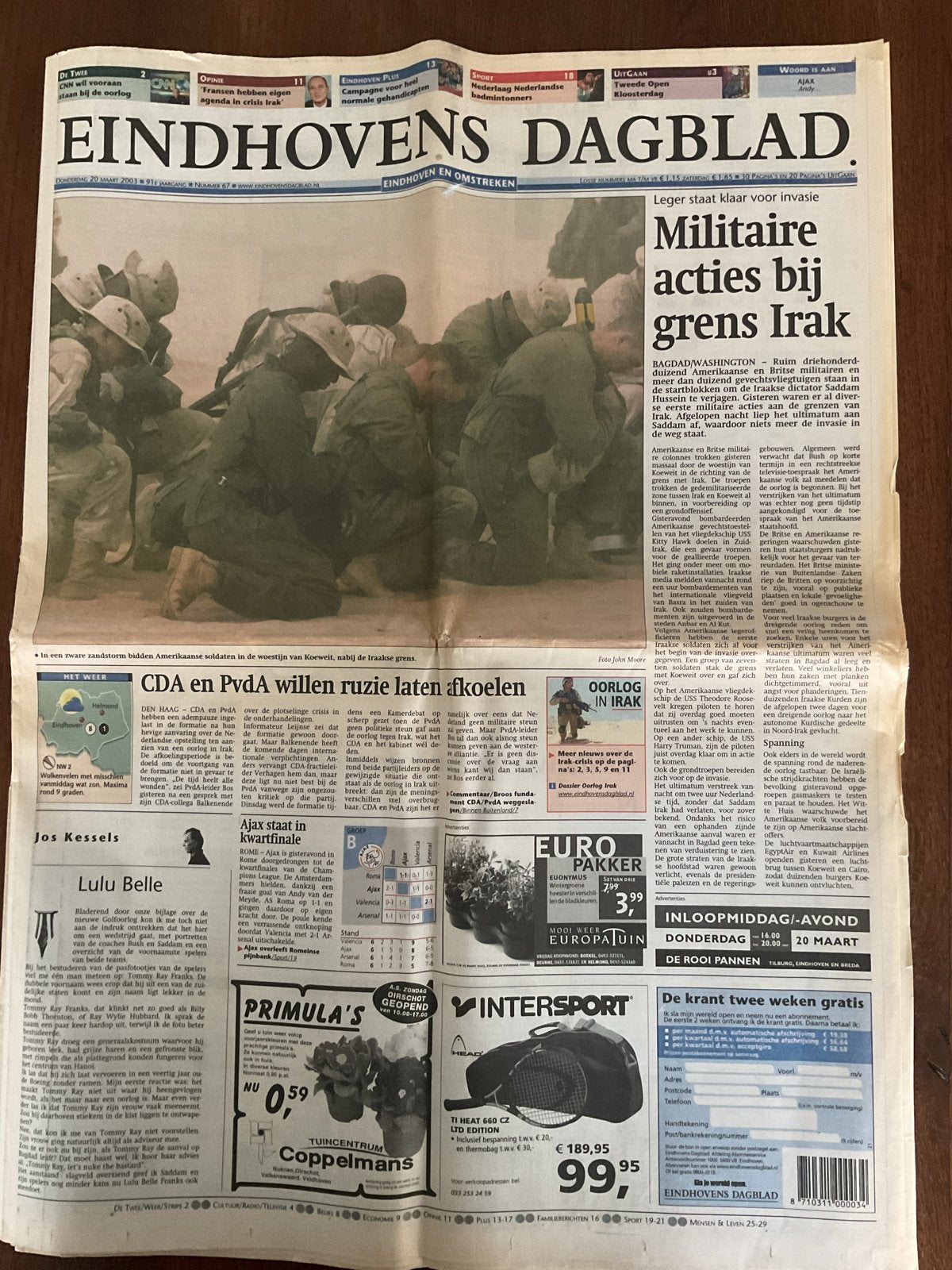 Eindhovens Dagblad - Oorlog in Irak (2003), Ophalen of Verzenden, Gelezen, Krant