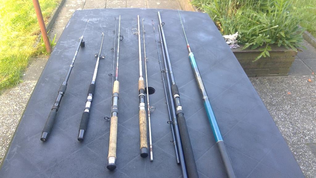 een set, 6 vishengel 's, Watersport en Boten, Ophalen, Gebruikt, Overige typen