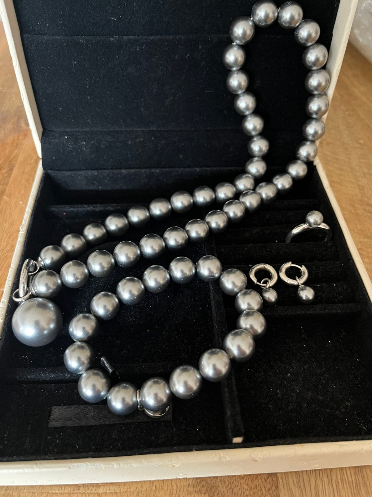 Ti Sento grijze parel, ketting/armband/oorbellen/ring, Ophalen of Verzenden, Zo goed als nieuw, Zilver
