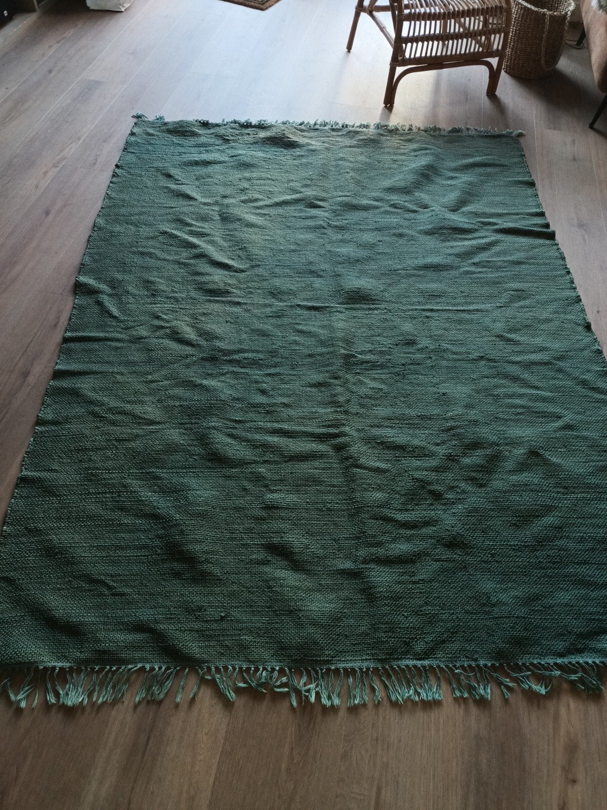 Handgeweven groenen vloerkleed Sissy-Boy - Teal 160x230 cm, Gebruikt, Bohemian, Natuurlijk, Modern, 150 tot 200 cm, 200 cm of meer