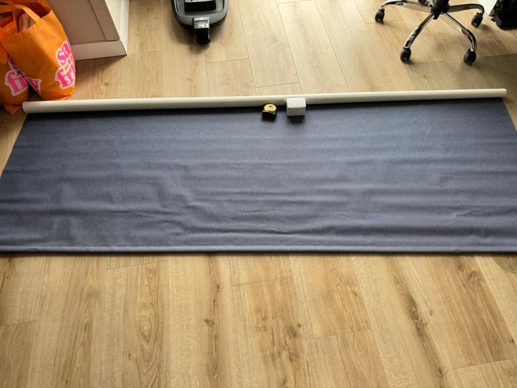 Rolgordijn Spijkerstof 243,5 cm breed x 125 cm, Ophalen of Verzenden, Gebruikt, Blauw, 200 cm of meer