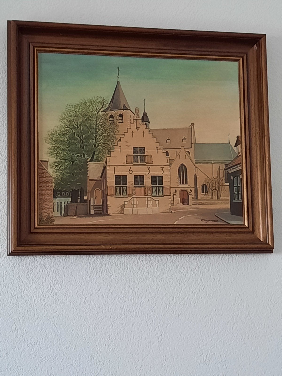 Gemeentehuis Halsteren, Ophalen, Realistisch, Origineel werk, Olieverf