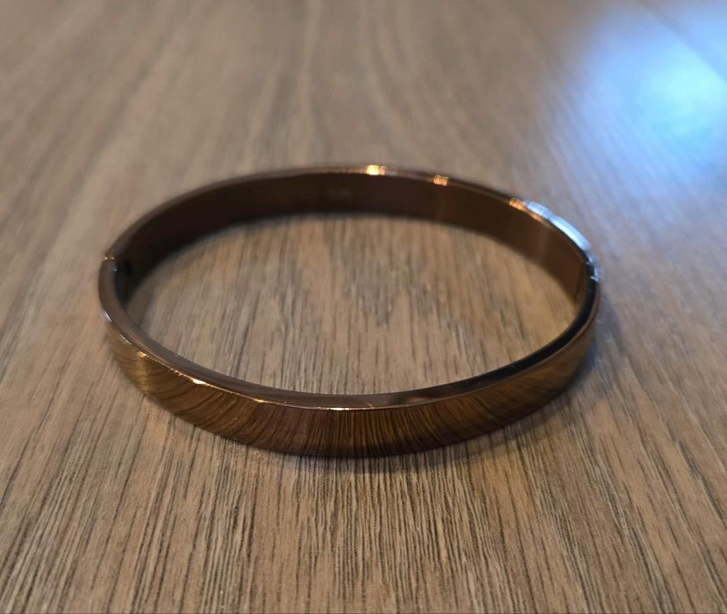 Kalli coffee-kleur slaven armband van nikkelvrij edelstaal, Verzenden, Zo goed als nieuw, Overige kleuren, Staal