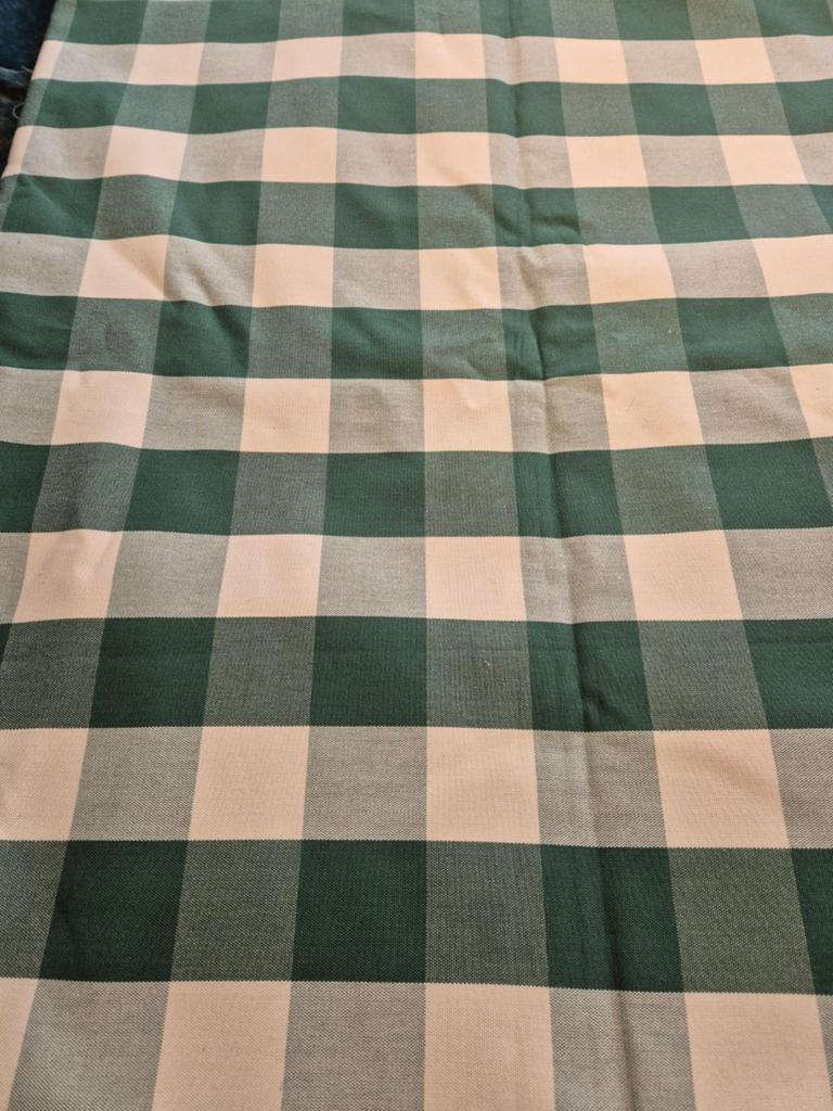Geruite canvas Groen/Wit - 204x145 cm, 120 cm of meer, Nieuw, Ophalen of Verzenden, Katoen