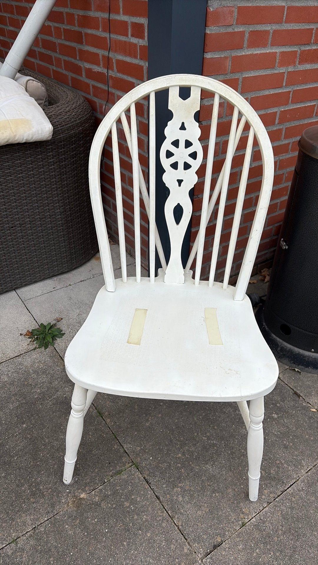 Set van 4 vintage Windsor stoelen wit sierlijke rugleuning, Antiek en Kunst, Ophalen