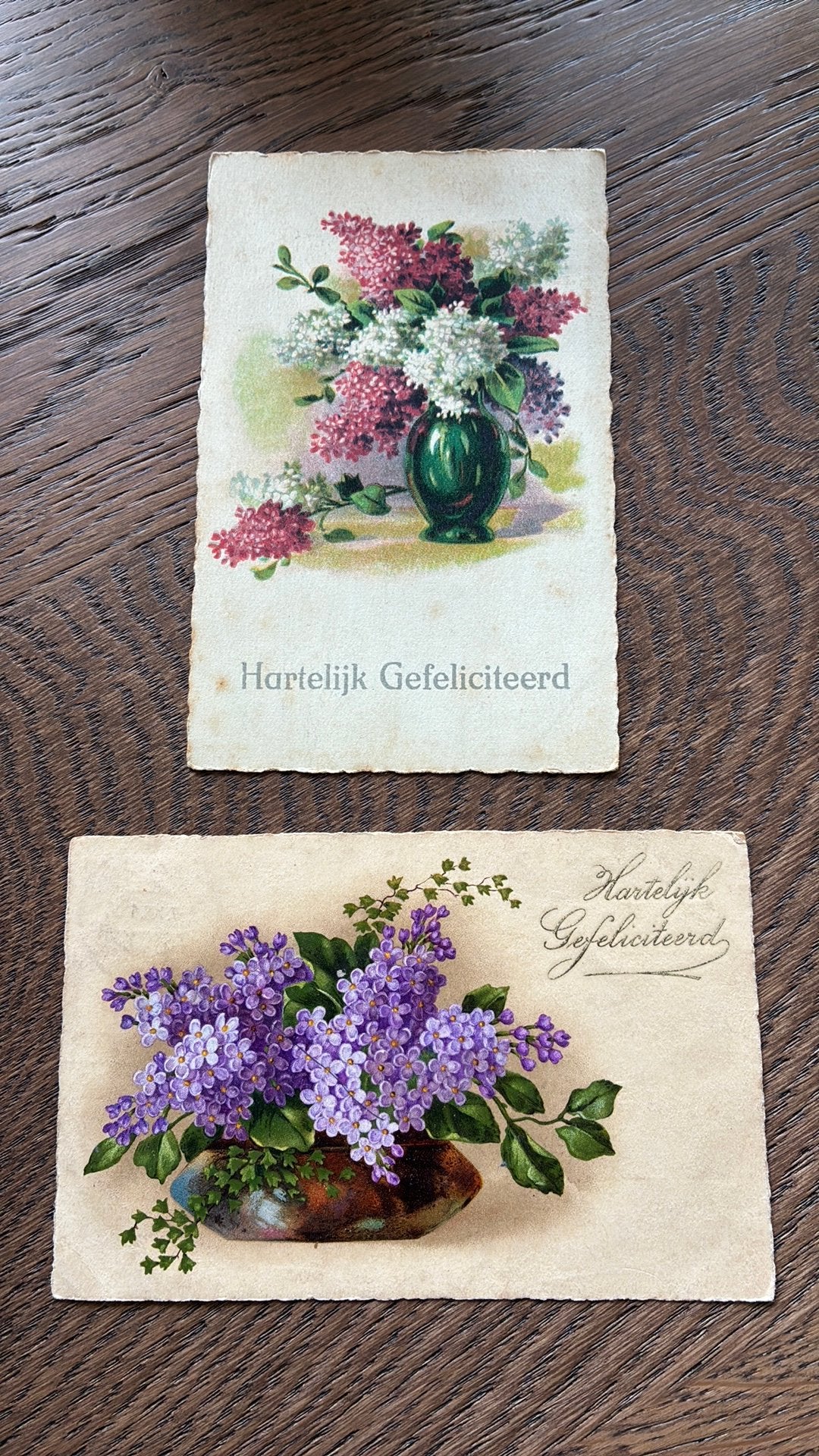 4 kaarten met afbeelding seringen.Vanaf 1918, Ophalen of Verzenden, Voor 1920, Gelopen, Overige thema's