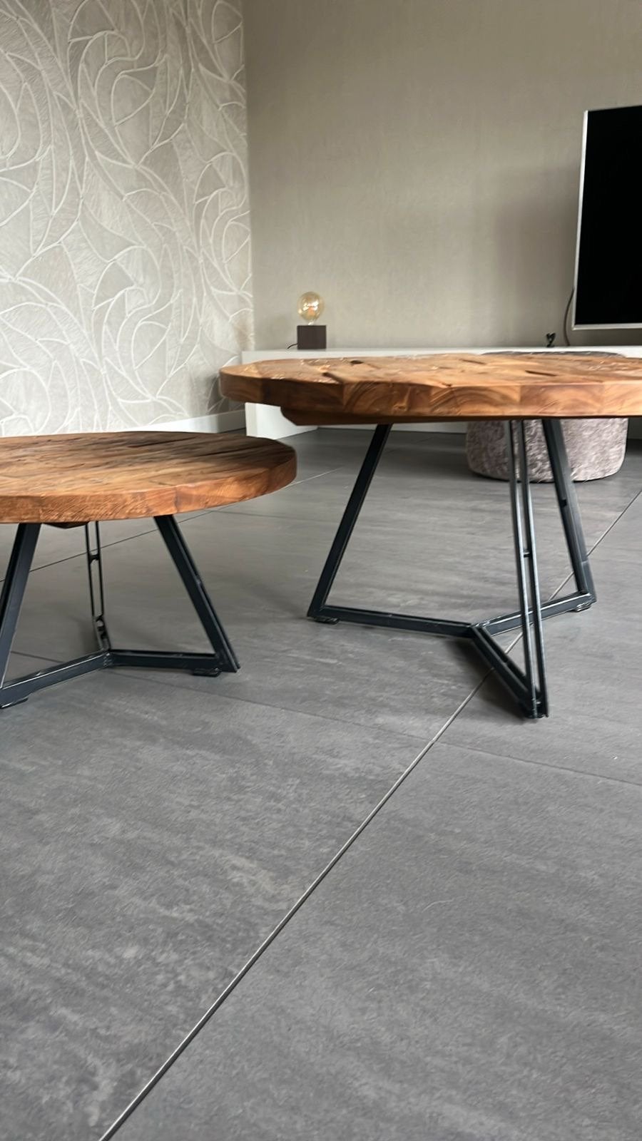 D-Bodhi Industriële Bijzettafels - Set van 2, Ophalen, Gebruikt, Rond, 50 tot 100 cm