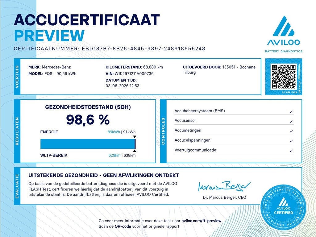 Mercedes-Benz EQS 350 Luxury Line 90 kWh 293PK | SOH 98% | P, Auto's, Mercedes-Benz, Achterwielaandrijving, Gebruikt, 750 kg, Blauw