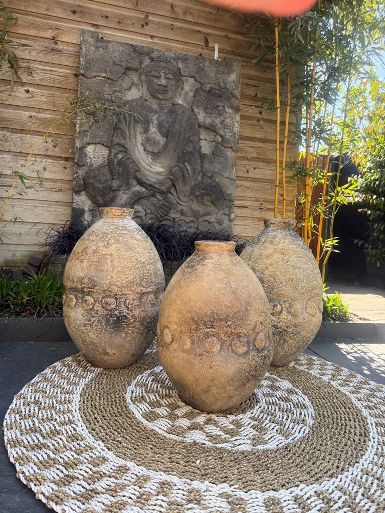 Boho Ibiza pot uit Bali Indonesie handwerk voor droogbloem, 25 tot 40 cm, Verburgt Vintage, Ophalen of Verzenden, https://verburgtvintage.nl/#contact