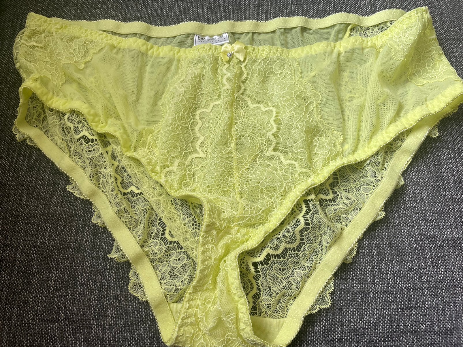 Slip mt XL kant doorzichtig, Verzenden, Geel, Slip