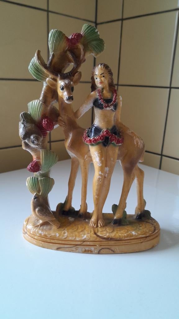 Dame met hert jaren 50/60, gips, aloha pinup, Antiek en Kunst, Ophalen of Verzenden