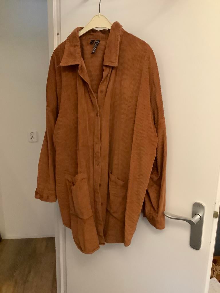 Cognac corduroy blouse/jas, oversized mt 48/50 oto 82 cm, Ophalen of Verzenden, Zo goed als nieuw, Bruin, Blouse of Tuniek