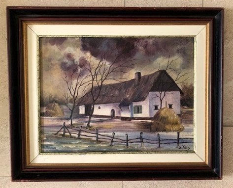Boerderij in Brabant 1988 - L. Tim's, Doek, Ophalen of Verzenden, Gedateerd, Landschap