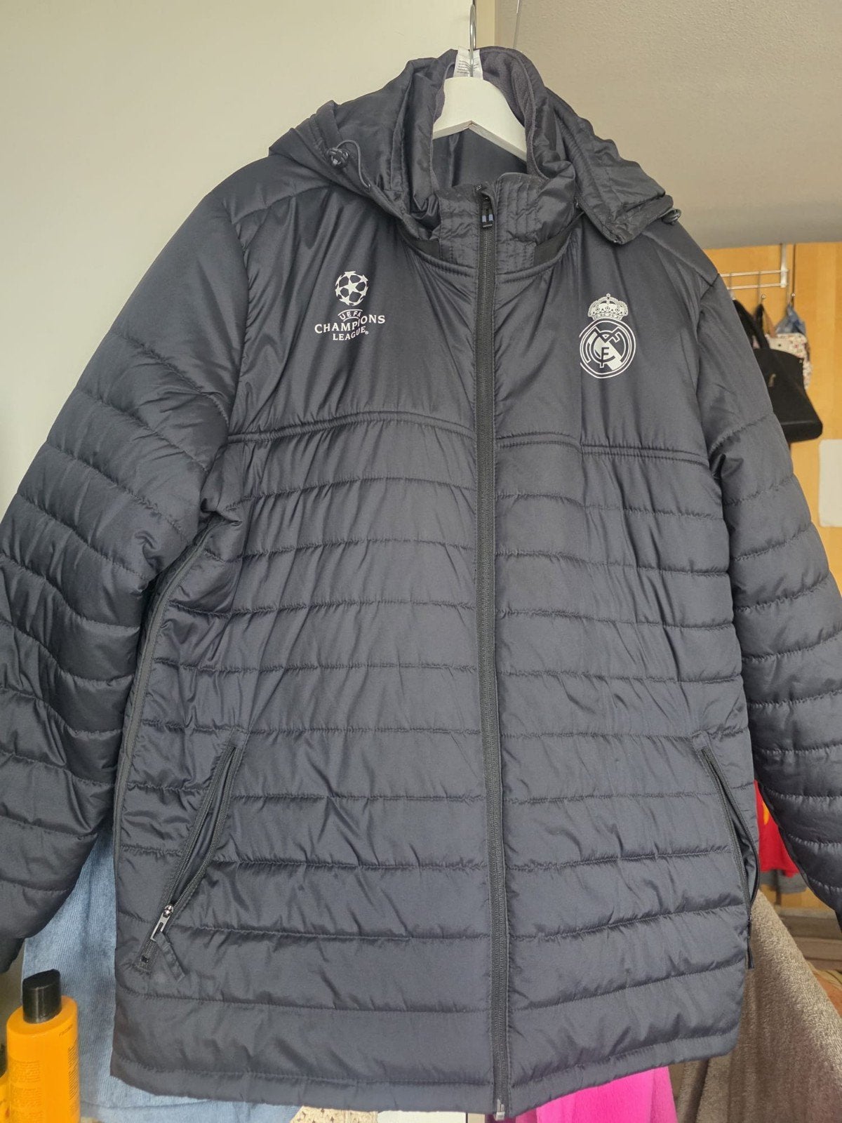 Adidas Real Madrid Champions League Winterjas XL, Zwart, Maat 56/58 (XL), Ophalen of Verzenden, Zo goed als nieuw