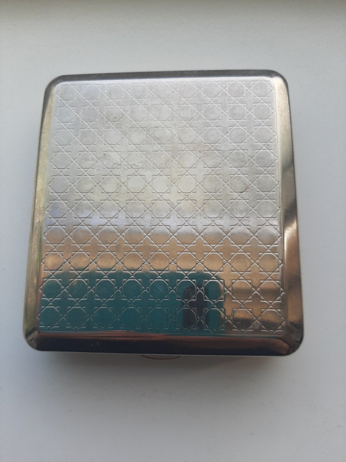 Vintage sigarettenhouder - zilverkleurig met patroon, Ophalen, Gebruikt