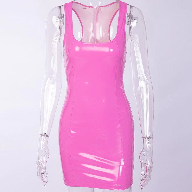 Roze leren jurk wetlook jurkje leer korte mini dames vrouwen, Kleding | Dames, Jurken, Maat 38/40 (M), Verzenden, Nieuw, Roze