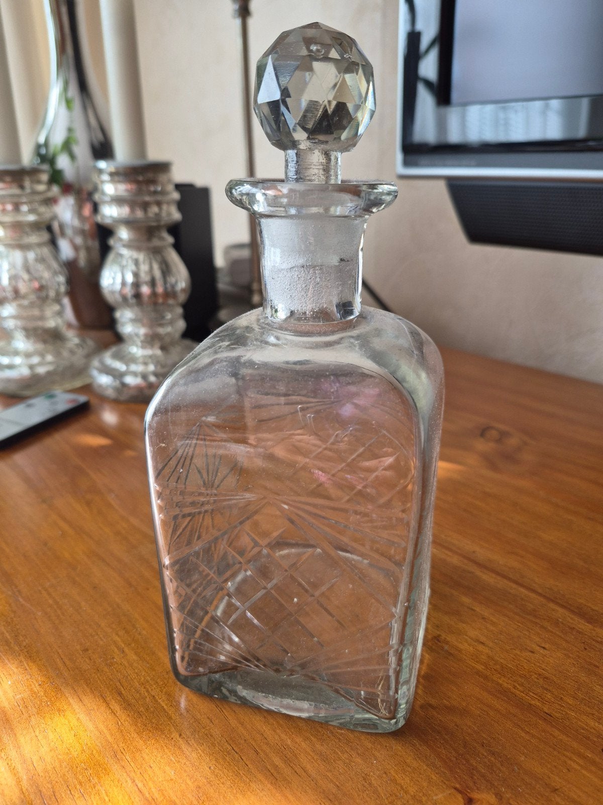 Vintage Glazen Karaf met Kristallen Stop, Ophalen