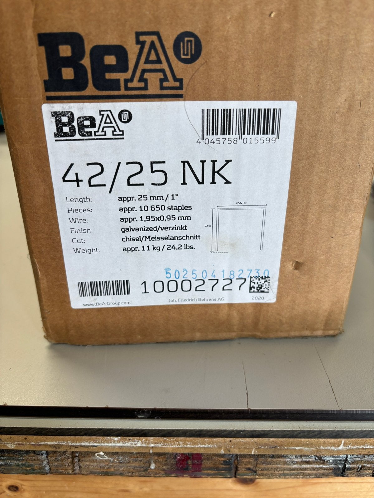 BeA 42/25 NK Nietjes - 10.650 stuks, gegalvaniseerd, Ophalen, Nieuw, Minder dan 50 mm, Overige typen