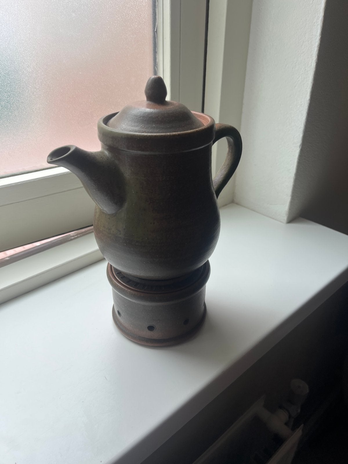 Vintage Aardewerk Theepot met Warmhouder - Handgemaakt, Ophalen