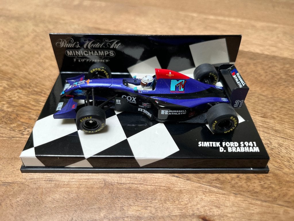 Minichamps Simtek Ford S941 D. Brabham Formule 1 model, Ophalen of Verzenden, Zo goed als nieuw, Auto, MiniChamps