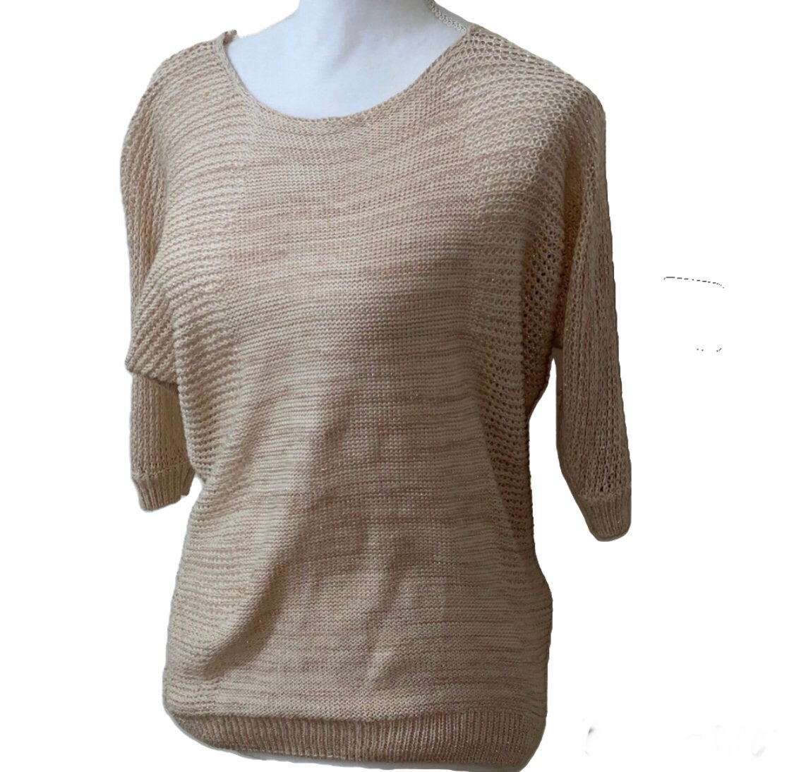 Amisu beige fijngebreide trui met glitter XS, Ophalen of Verzenden, Zo goed als nieuw, Maat 34 (XS) of kleiner, Roze