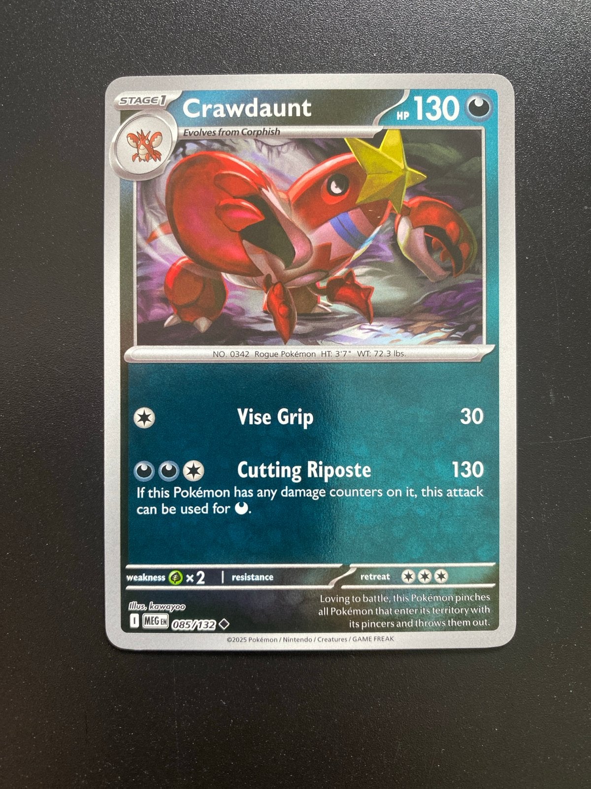 Crawdaunt 085/132 Reverse Holo Pokémon Mega Evolution, Ophalen of Verzenden, Zo goed als nieuw, Losse kaart, Foil