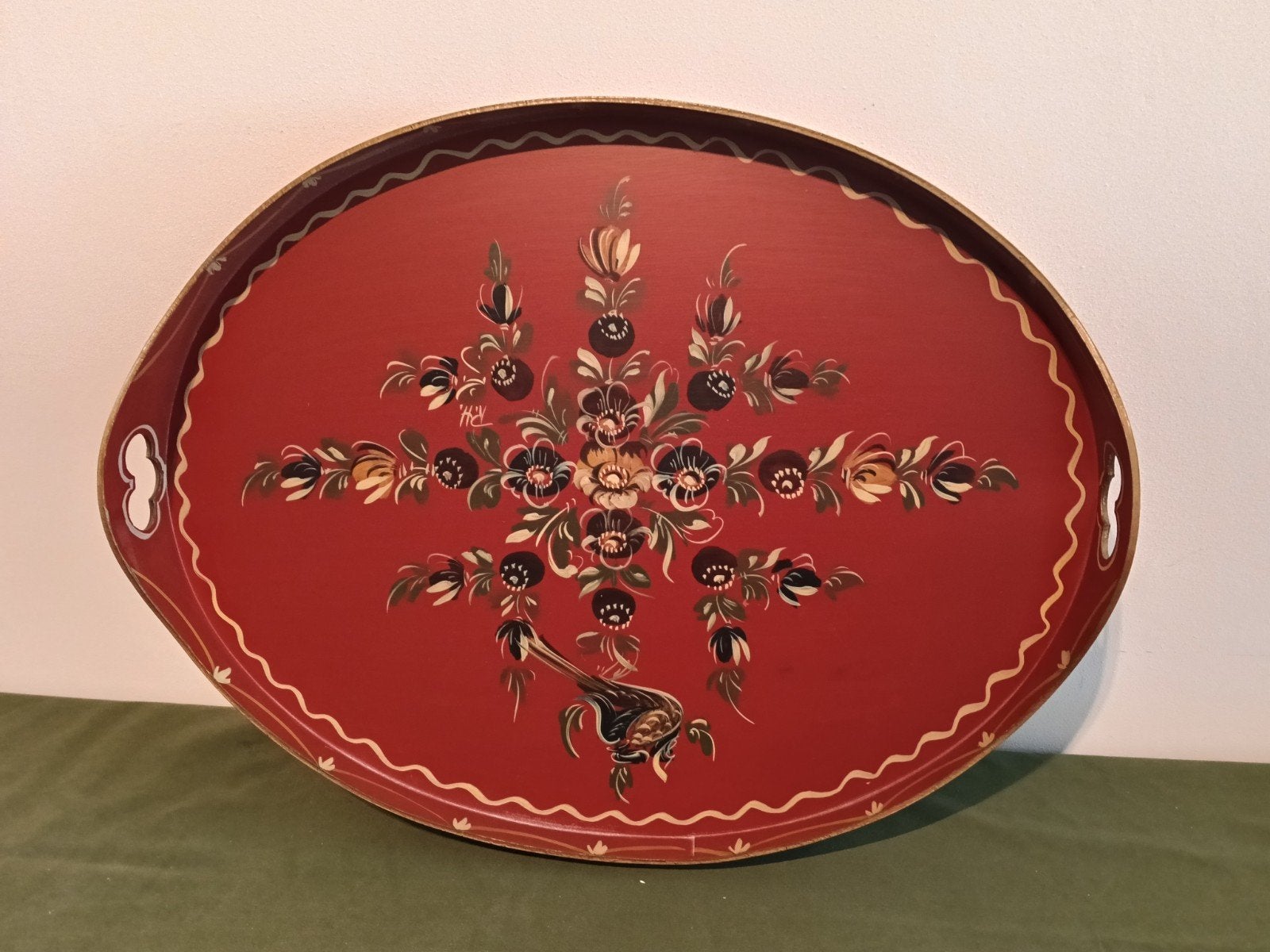 Dienblad Handwerk Hindeloopen, Ophalen of Verzenden, Zo goed als nieuw, Handgemaakt, Ovaal