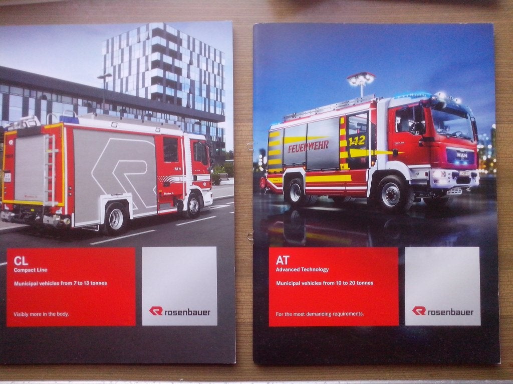 7x Rosenbauer Brandweer folders brochures Scania Volvo MAN, Boeken, Ophalen of Verzenden, Zo goed als nieuw, Volvo