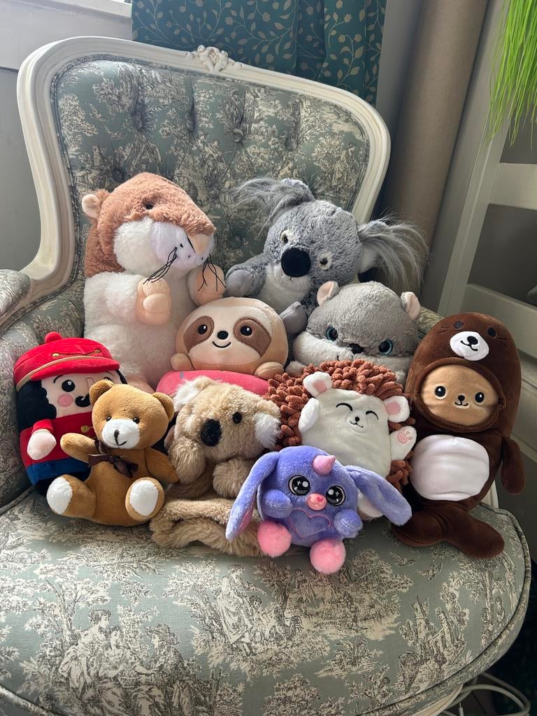 Grote verzameling knuffels, diverse dieren, Hamster, Ophalen of Verzenden, Zo goed als nieuw, Middelgroot (20 tot 80 cm)