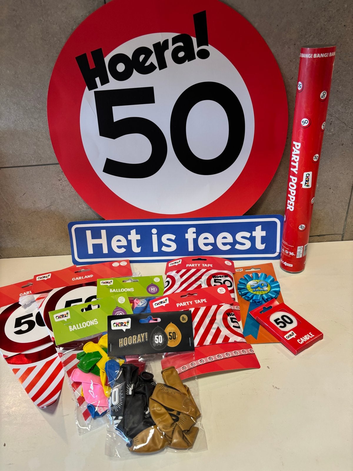 Hoera 50 jaar feestpakket - Compleet versieringspakket, Ophalen, Nieuw, Feestartikel, Verjaardag