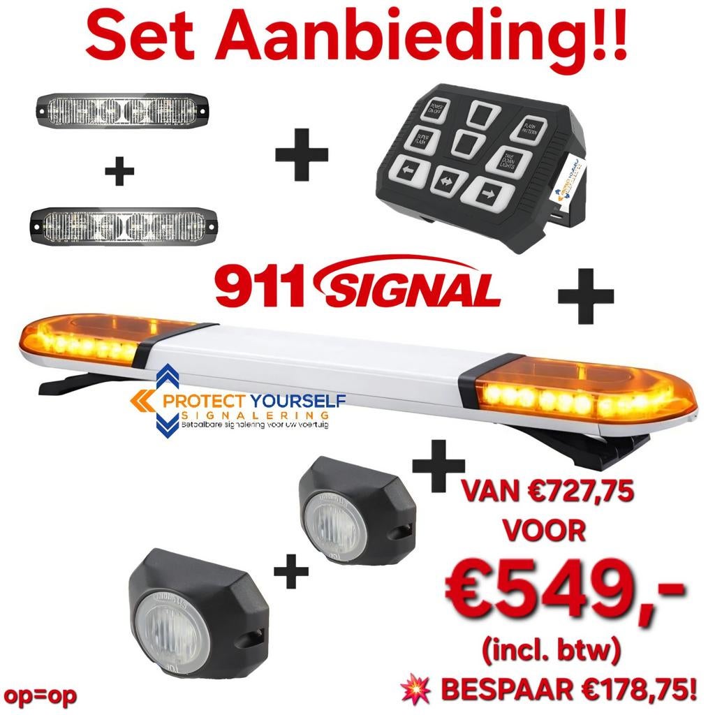 Zwaailamp zwaailicht set 911signal R65 FLITSERS FLITSLAMP, Ophalen of Verzenden