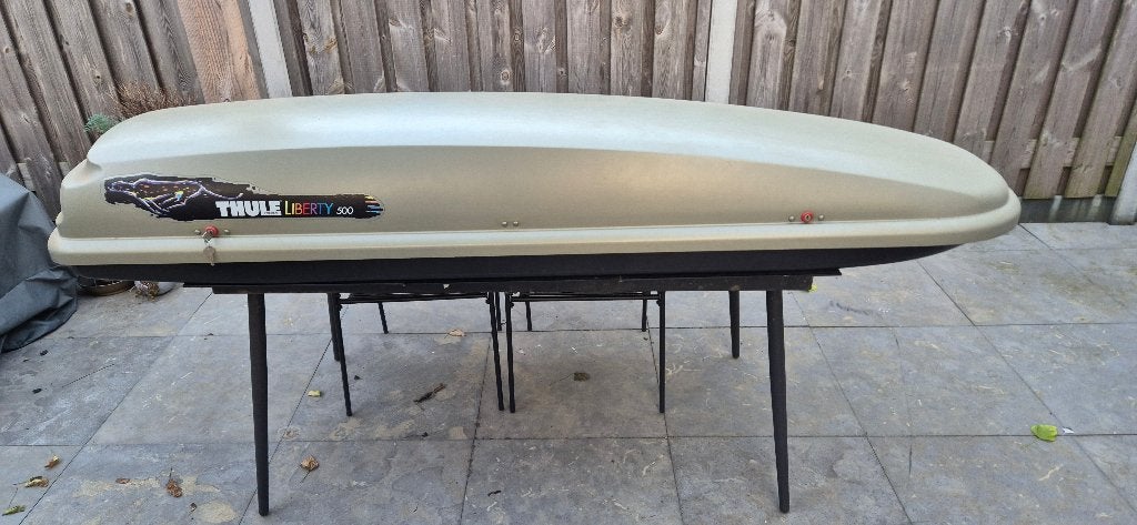 thule skibox met Thule dakdragers type 754/480, Ophalen, Gebruikt