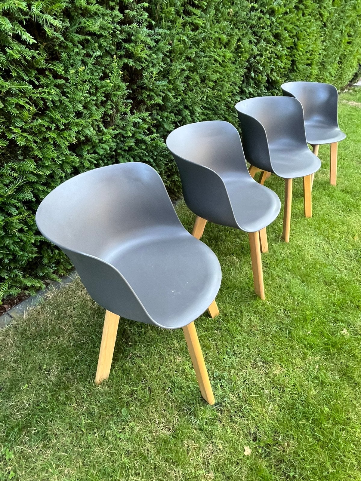 4 kuipstoelen, Huis en Inrichting, Stoelen, Ophalen, Zo goed als nieuw, Grijs, Kunststof