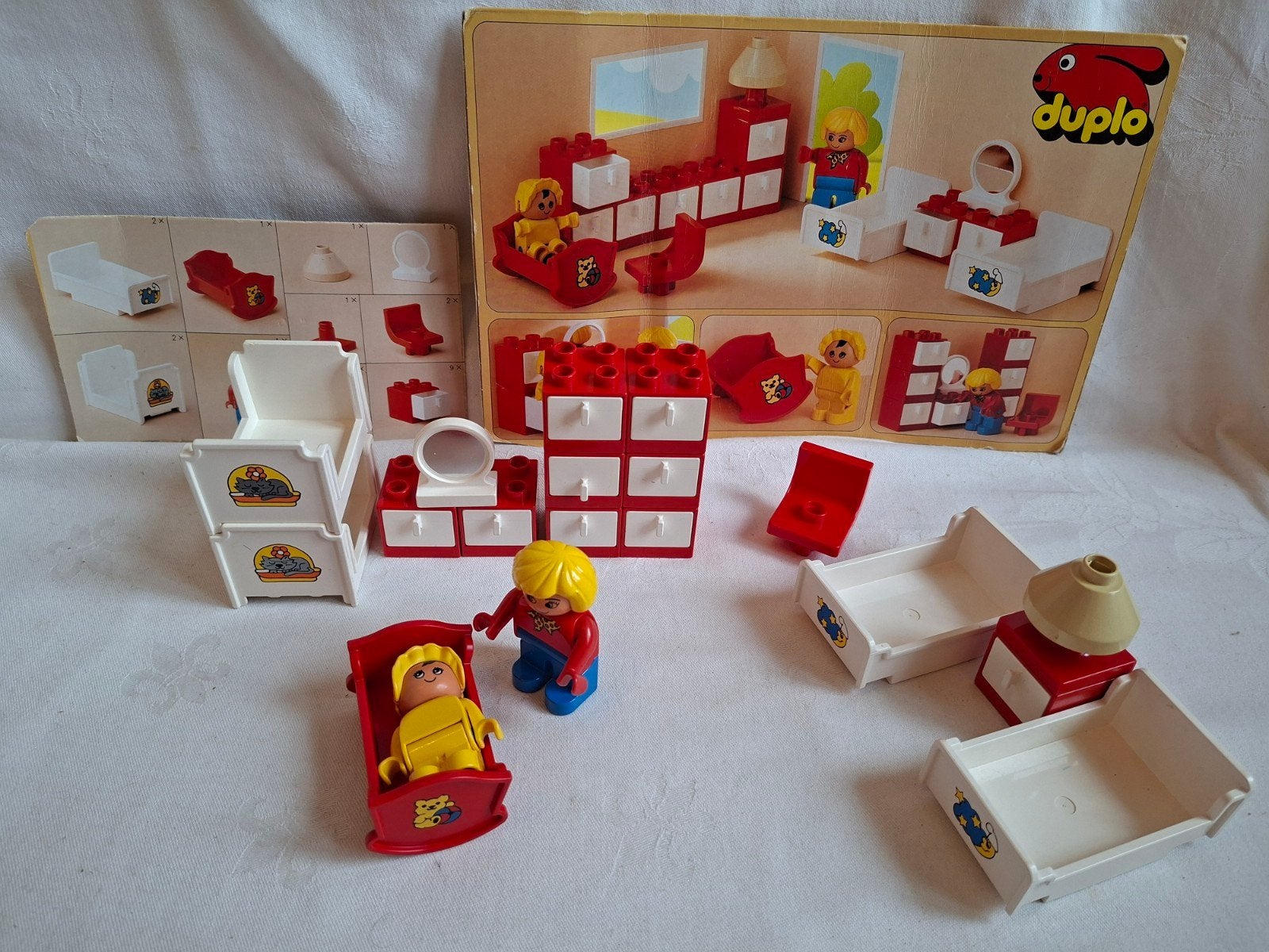 Vintage Duplo set 2752 Slaapkamer poppenhuis met voorbeeld, Ophalen of Verzenden, Zo goed als nieuw, Duplo, Complete set