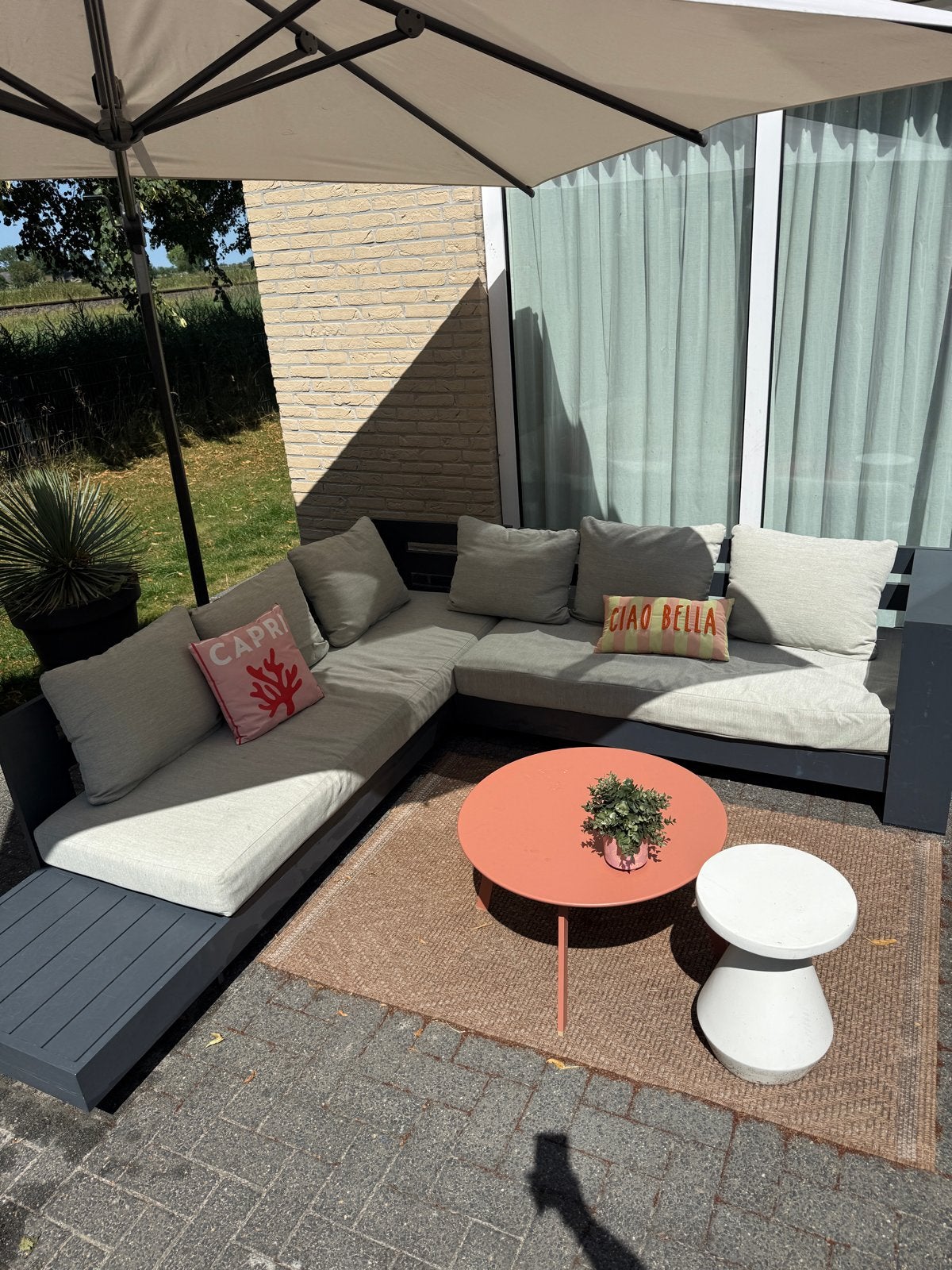 Loungebank Belmonte Wehkamp - Antraciet/Lichtgrijs, Ophalen, Gebruikt, 6 zitplaatsen, Aluminium