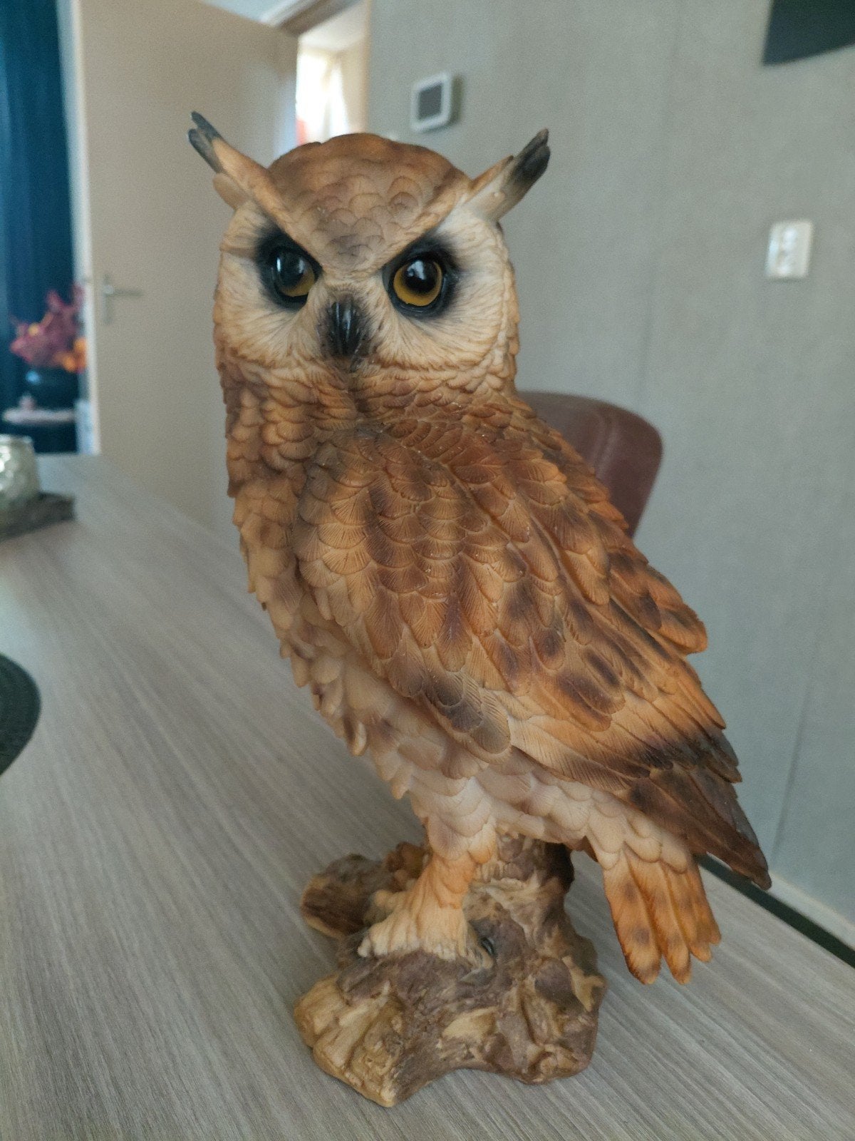 Grote Oehoe Uil Kunsthars Beeld - Z.G.A.N. 32cm, Ophalen, Zo goed als nieuw