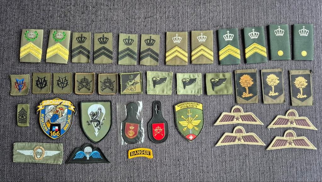 Grote collectie militaire emblemen en insignes, Ophalen of Verzenden, Landmacht, Overige gebieden, Embleem of Badge