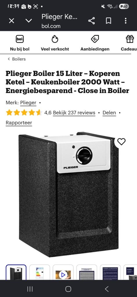 Prima Boiler 15 Liter - Keukenboiler - Zo goed als nieuw, Doe-het-zelf en Verbouw, Geisers en Boilers, Ophalen of Verzenden