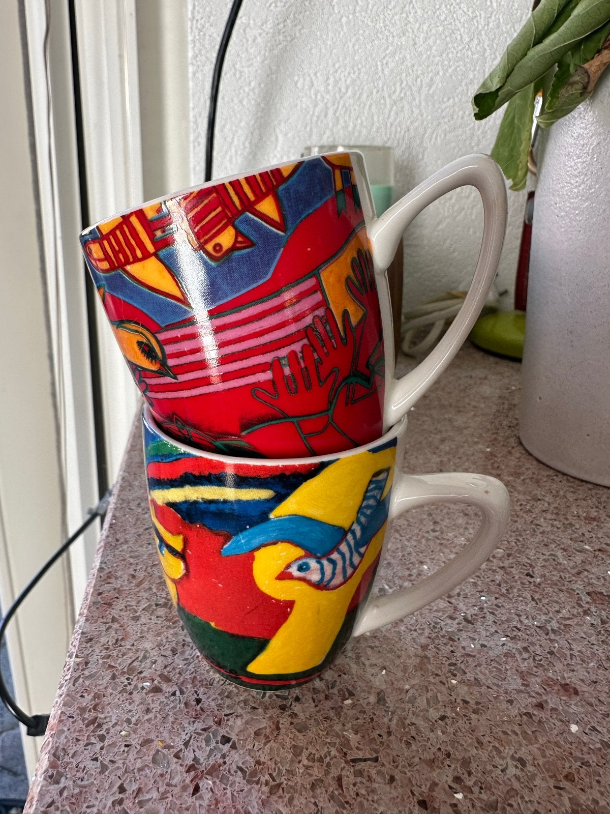 Corneille bekers - set van 2 kleurrijke mokken, Ophalen, Overige merken, Keramiek, Vintage