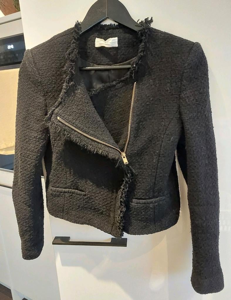 Tweed blazer Mango, Ophalen of Verzenden, Zo goed als nieuw, Maat 34 (XS) of kleiner, Zwart