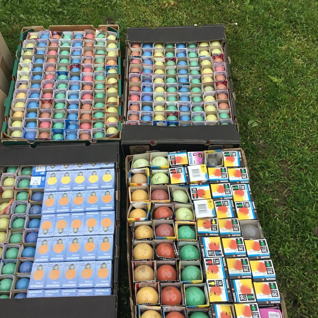 Grote partij gekleurde gloeilampen  voor feestverlichting, Ophalen, Minder dan 30 watt, Gloeilamp, Decoratief, Vintage, Kleurrijk