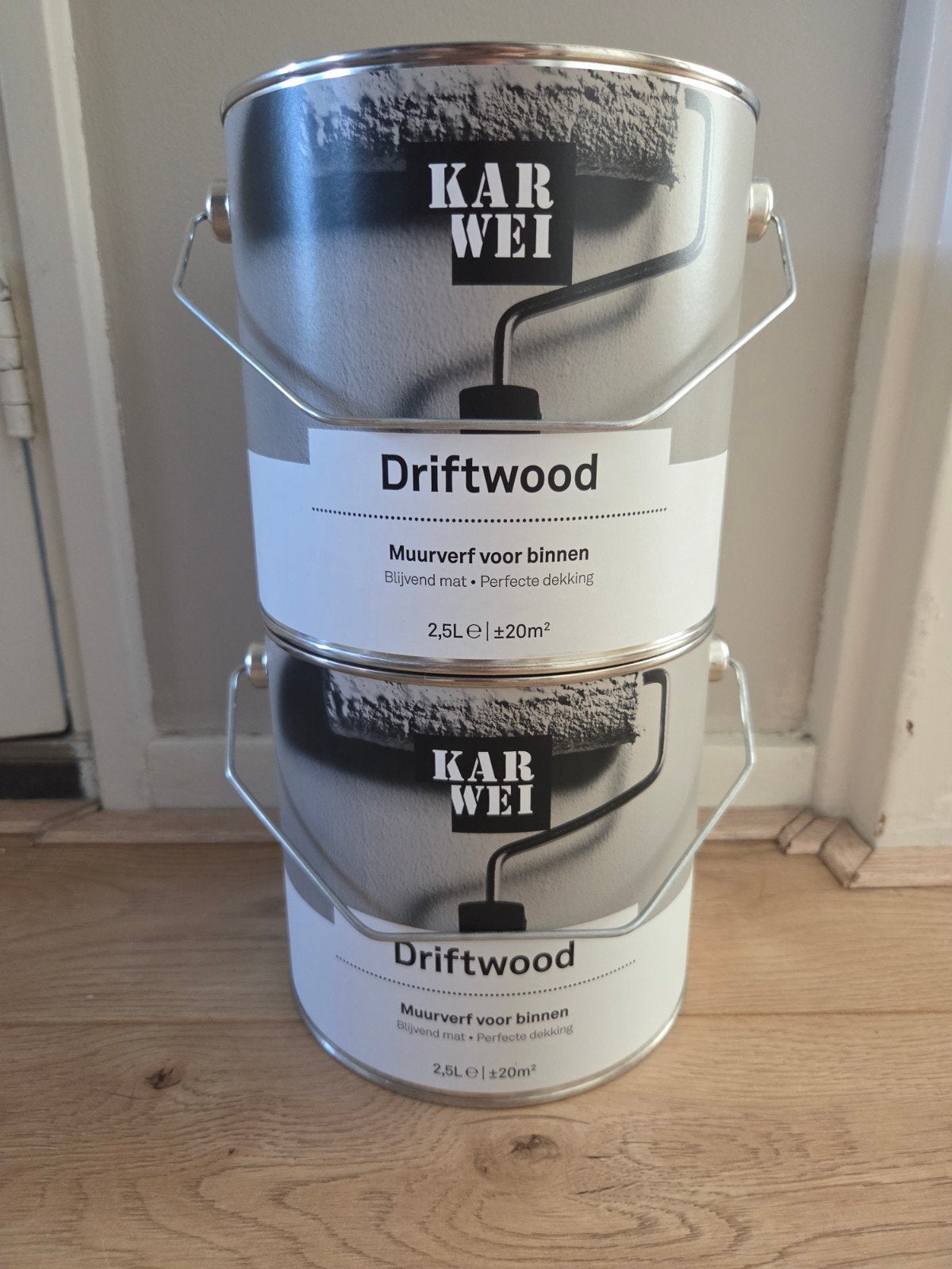 Karwei Muurverf Driftwood 5 liter - Ongebruikt, Doe-het-zelf en Verbouw, Verf, Beits en Lak, Ophalen, Nieuw
