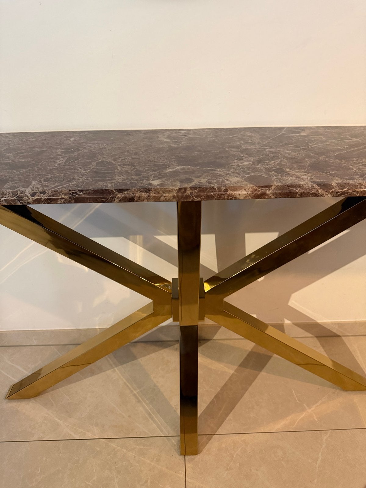 Richmond Conrad Faux Marmer Console Tafel Goud, Ophalen, Hotel chique, Zo goed als nieuw, Metaal
