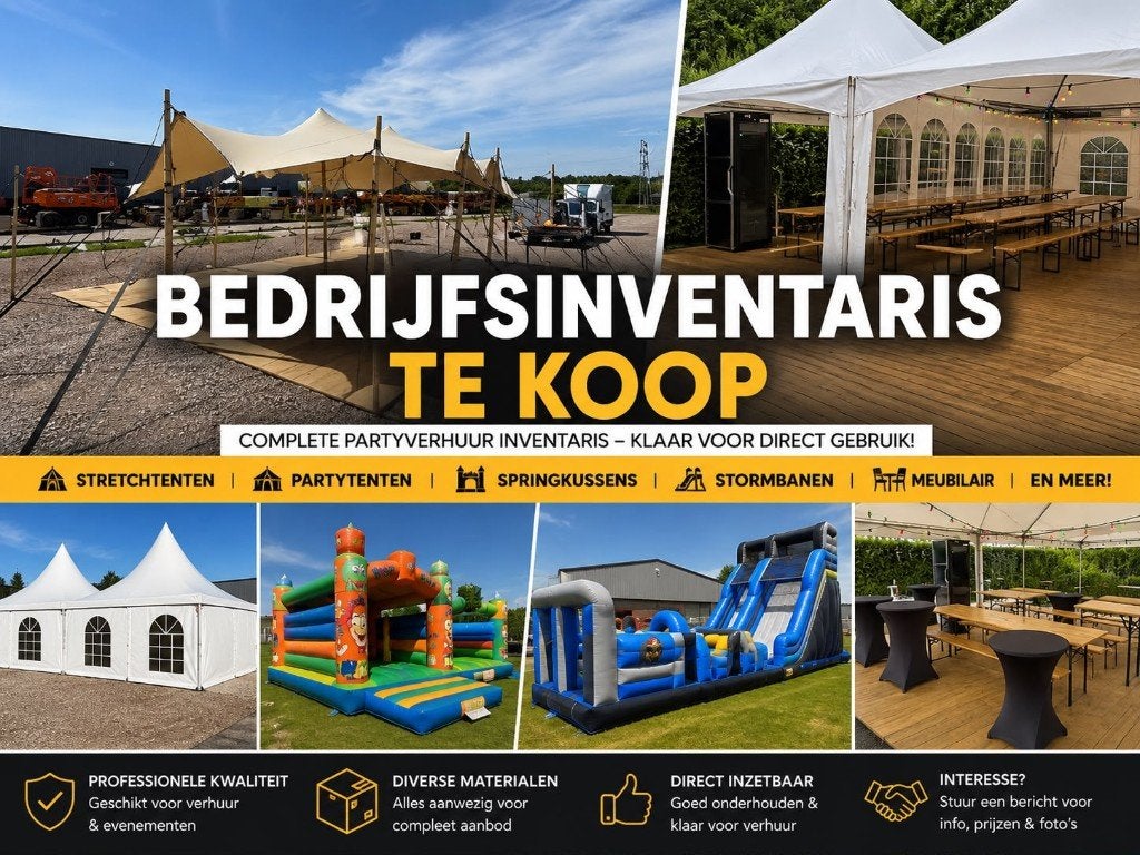 Partytentverhuur stopt, complete bedrijfsinventaris te koop, Ophalen of Verzenden, Zo goed als nieuw, Overige