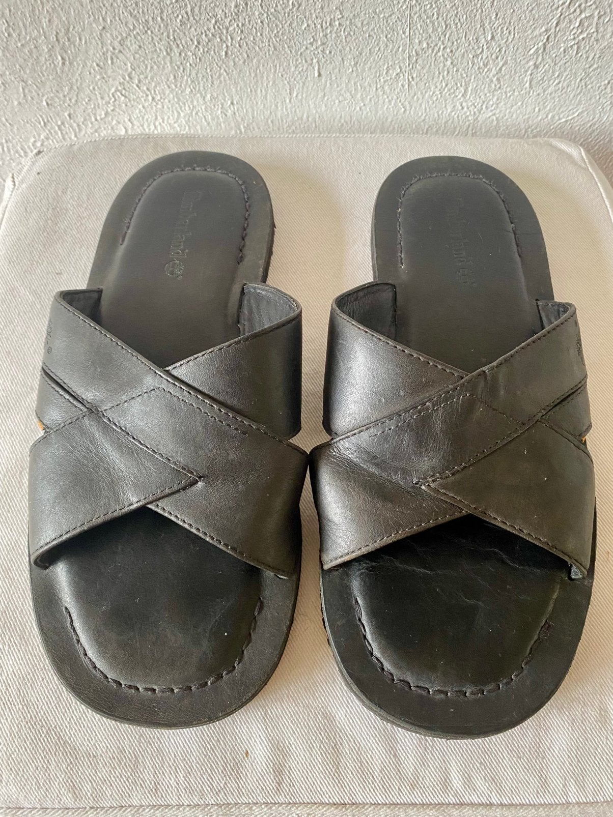 Timberland sandals leather black 8M (39) unisex, Zwart, Ophalen of Verzenden, Sneakers of Gympen, Zo goed als nieuw