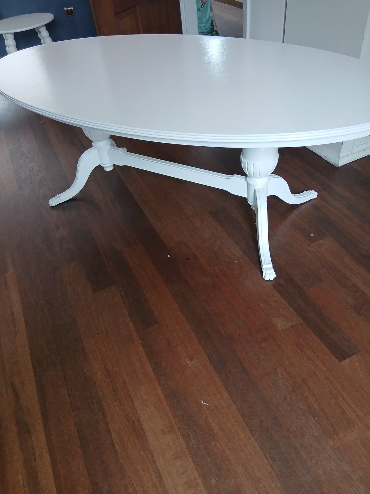 Witte ovale salontafel - landelijke stijl, Gebruikt, 100 tot 150 cm, Tot twee personen, Landelijke stijl