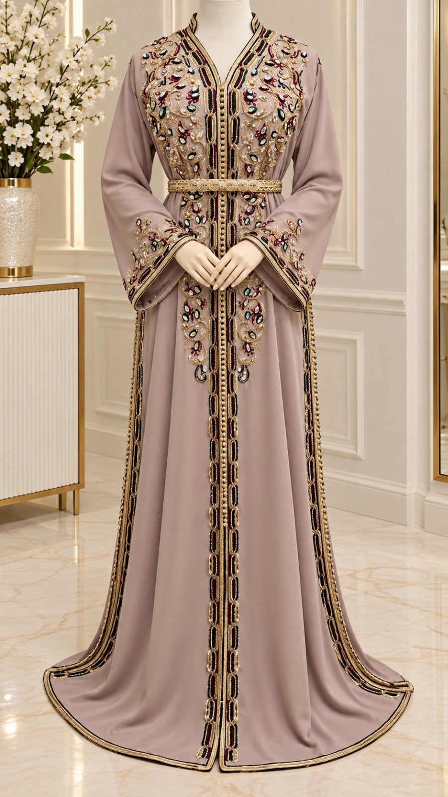 Marokkaanse Kaftan, Overige typen, Beige, Maat 42/44 (L), Nieuw