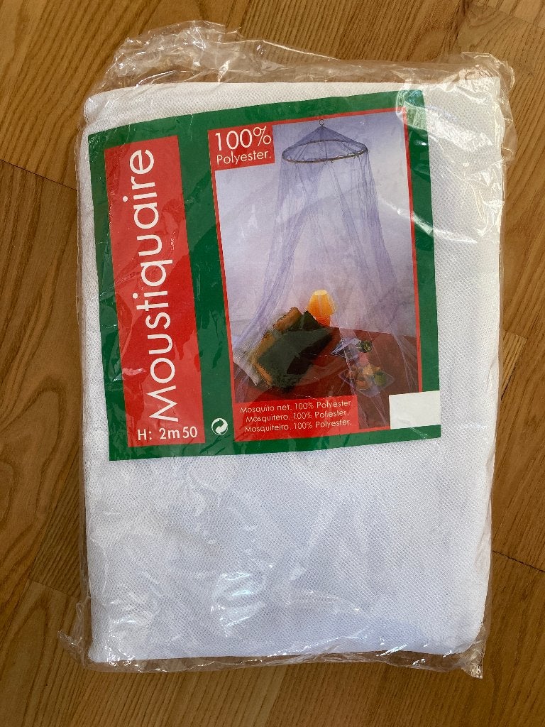 Klamboe polyester hoogte 250 cm merk Moustique nieuw, Huis en Inrichting, Eenpersoons, Wit, Overige typen, Nieuw