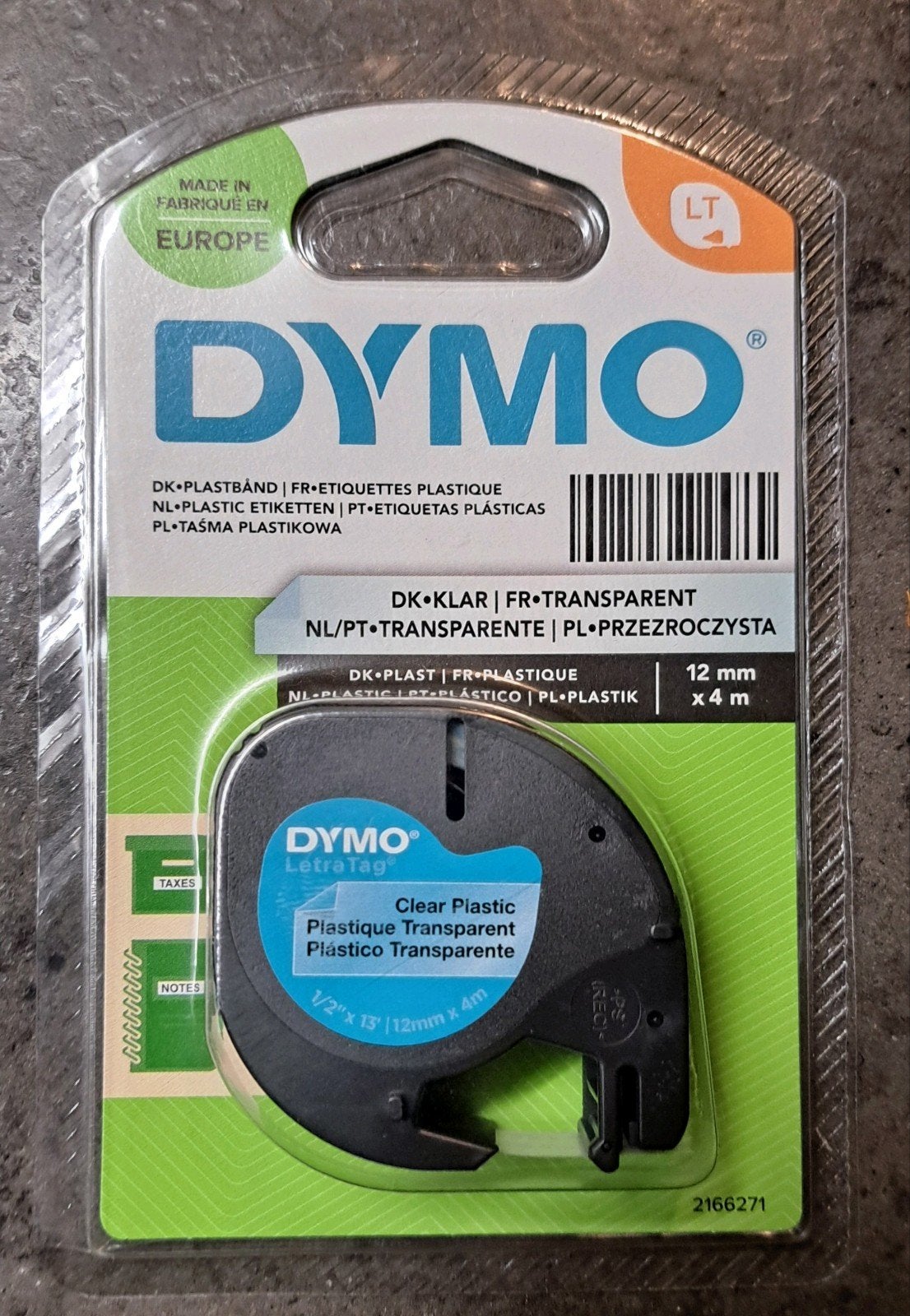 Dymo Clear Plastic Label Tape 12mm x 4m, Computers en Software, Labelprinters, Ophalen of Verzenden, Nieuw, Tape-label, Dymo
